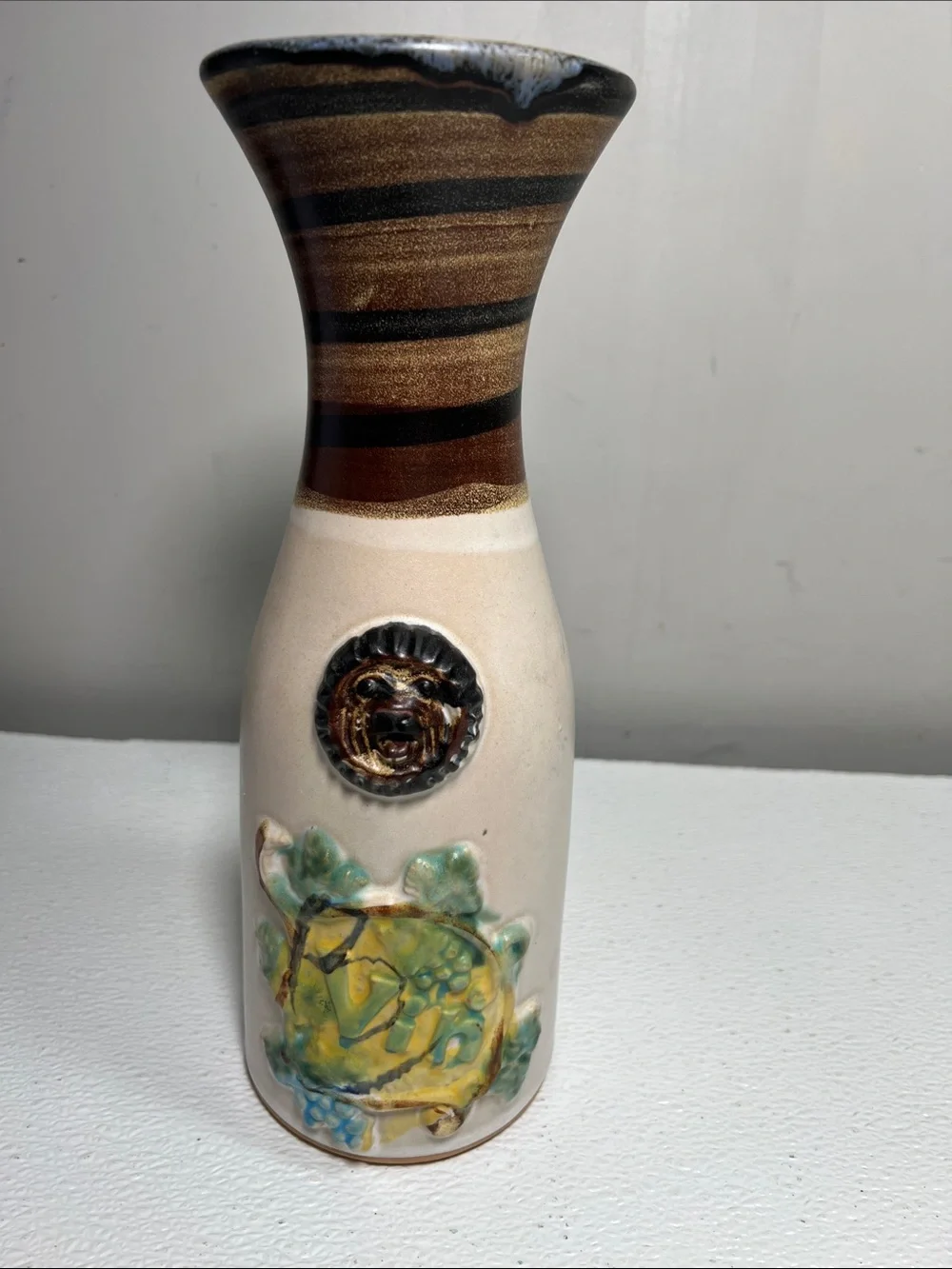 Vintage 1970 Pacific Stoneware inc. Bob Welsh signed Vin Wine Carafe Pitcher